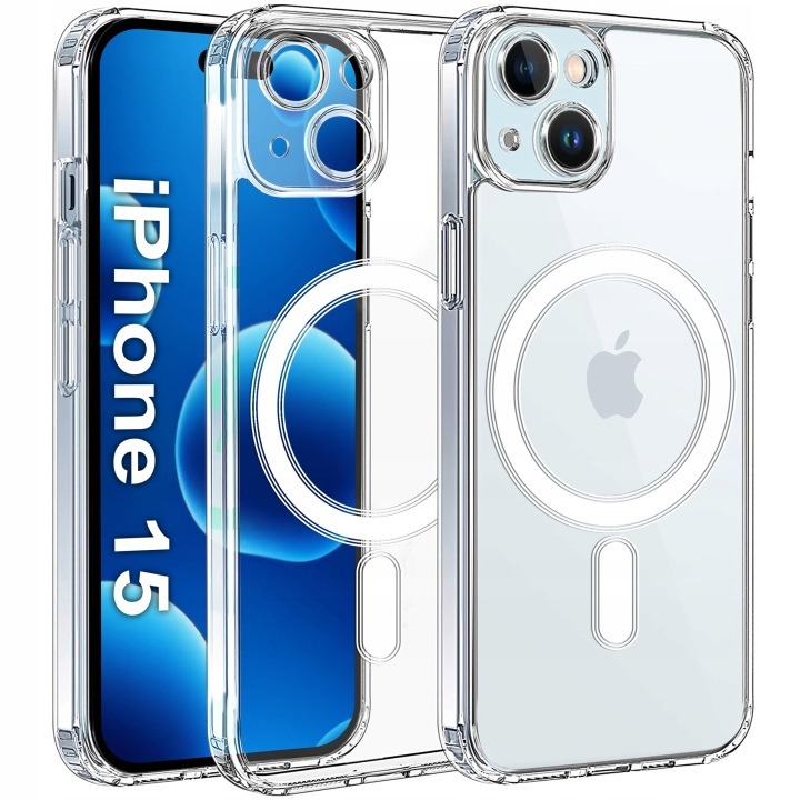 Magnetic Case Transparent For Iphone 15 For Magsafe Case 9H Glass