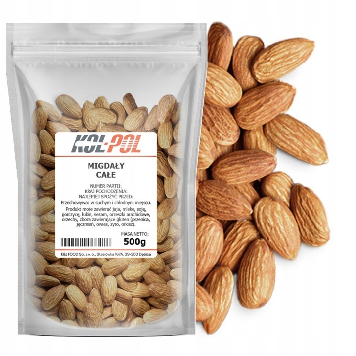 Almonds 500g Whole California Nuts Natural Fresh Quality Kol Pol