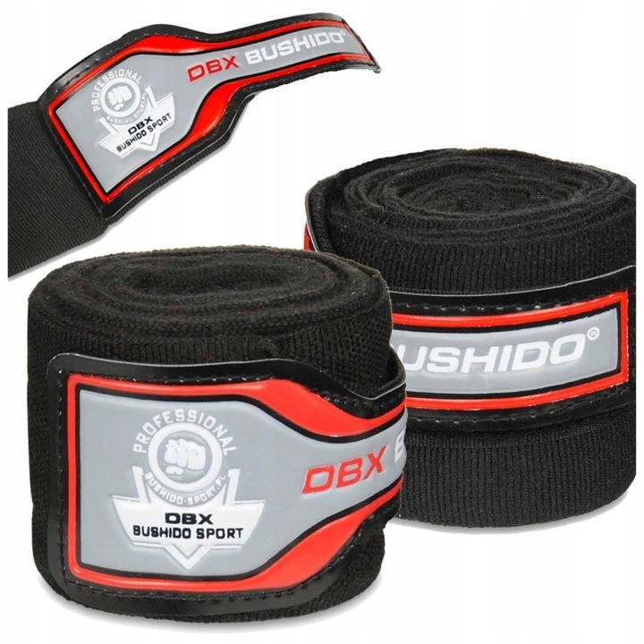 Boxing Bandages Wrappers Black Elastic 2 Pieces Dbx Bushido 4 Meters