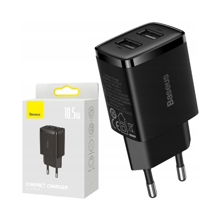 Universal Charger Baseus For Phone Power Adapter 2x Usb 10 5W 2A