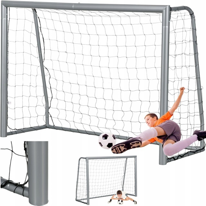 Football Goal 300x200x120cm Metal With Mesh Thick Stable Pipe 60mm