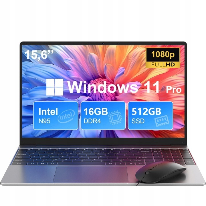Laptop 15 6 Intel N95 16GB Ram 512GB Ssd 1920 1080 Windows 11 Pro 5000mAh